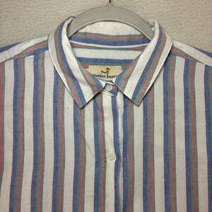 Marine Layer Button Shirt Men M Multicolor Striped Coastal Beachy Preppy Short